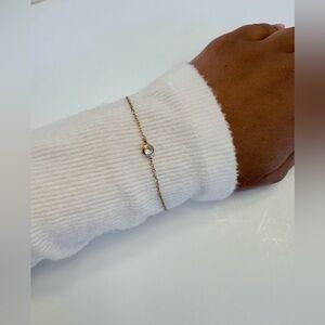 Gold Plated Stainless Steel Cubic Zirconia Pendant Chain Bracelet